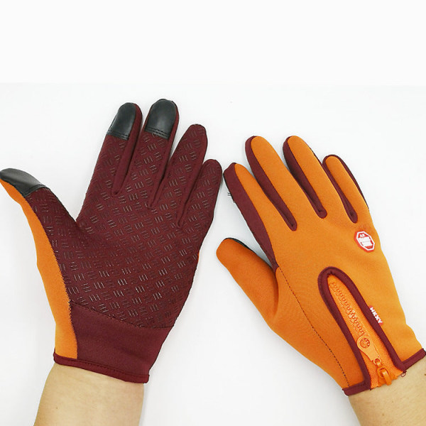 Varme berøringsskjermhansker for menn og kvinner, høst og vinter, vindtette, varme utendørs klatre-, ski-, sykkel- og glidelåshansker Waterproof four generation Black M