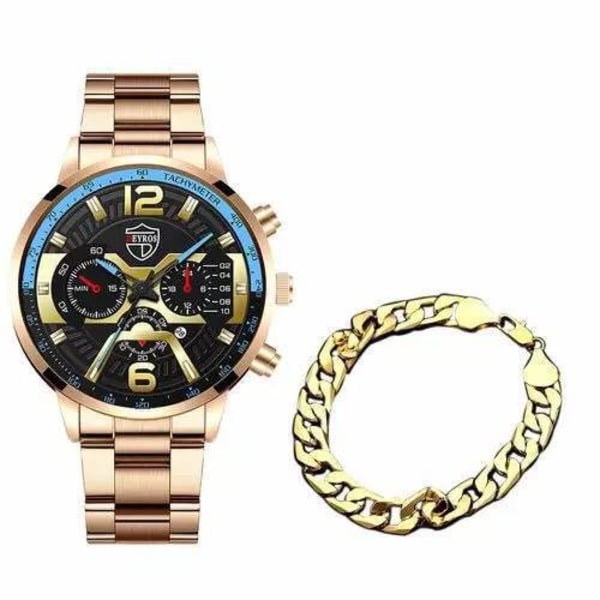 Fashion Fashion Business Elegant brittisk stil stålbälte kvarts watch och armband set Style 7 suit