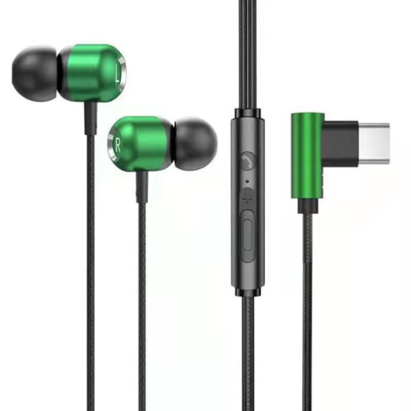 Trådbundna hörlurar subwoofer löpande hörlurar 3,5 mm uttag för telefon Surfplattor och andra enheter trådbundna hörlurar 3.5mm Green