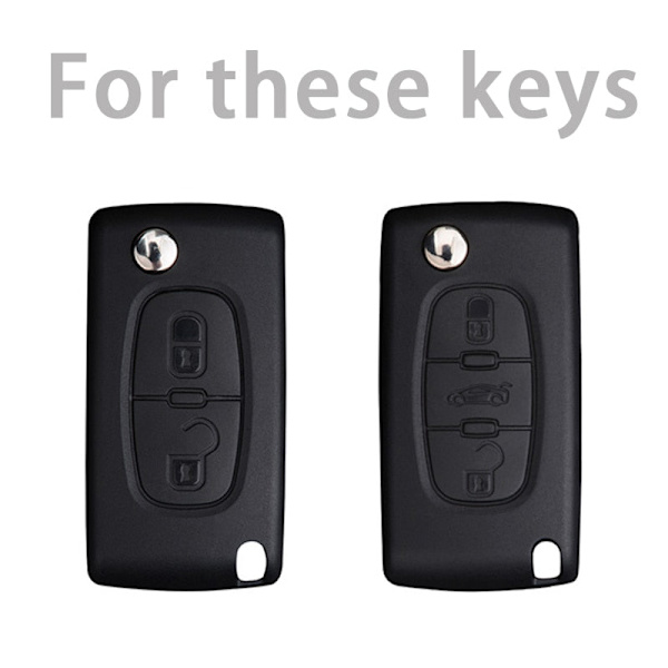 Nytt TPU Bilnyckel Fodral Skydd För Peugeot 107 206 207 307 308 406 För Citroen Xsara Picasso C2 C3 C4 C5 C6 C8 Skyddsväska 2 Buttons Blue