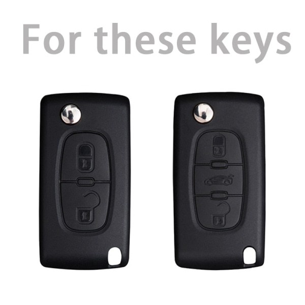 Nytt TPU Bilnyckel Fodral Skydd För Peugeot 107 206 207 307 308 406 För Citroen Xsara Picasso C2 C3 C4 C5 C6 C8 Skyddsväska 2 Buttons Red