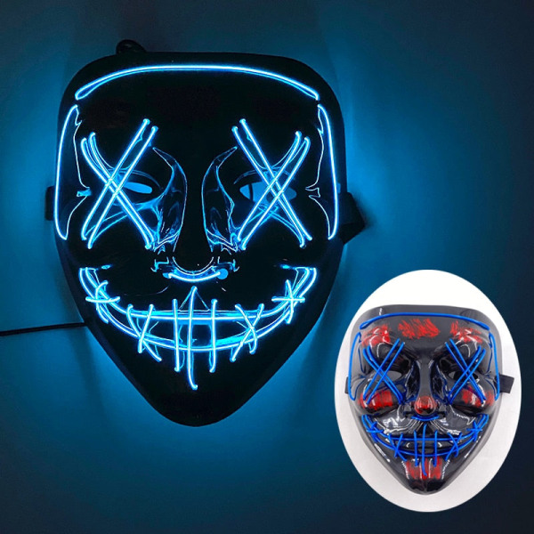Halloween Neon LED Purge Maske Maskerade Festmasker Lysende I Mørket Sjove Masker Cosplay Kostume Tilbehør 06