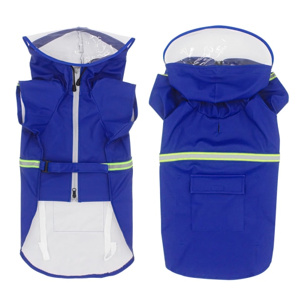 Vedenpitävä lemmikin sadetakki heijastinnauhoilla Blue 5XL