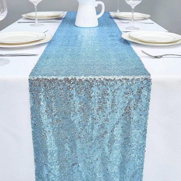2 stk. paljettbordflagg bryllupsseremoni oppsett duk bordløper juledekorasjon polyester firkantet glitterpaljett Rose Red 30*140cm/80g