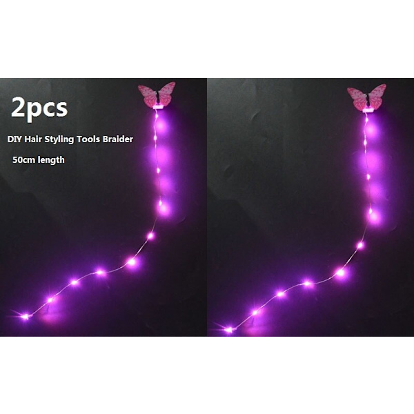 Jente Sommerfugl Lysende Tutu LED Skjørt Glød Blomsterkrans Hodebånd Party Magisk Engel Fe Jul Kostyme Bursdagsgave 2pcs pink