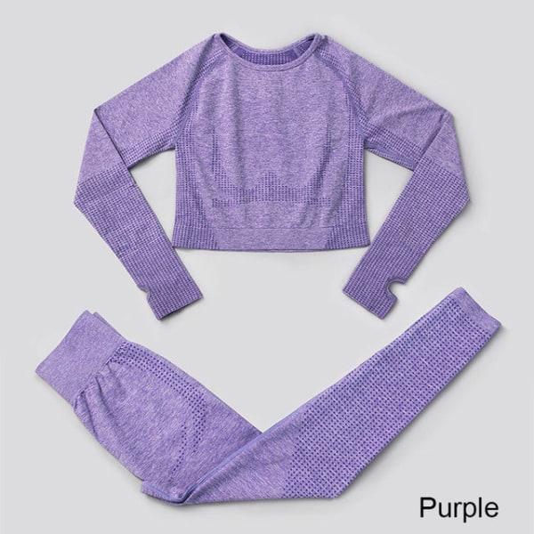 Set Träning Sportkläder Gymkläder Fitness Leggings Toppar för kvinnor 5 pcs set purple S