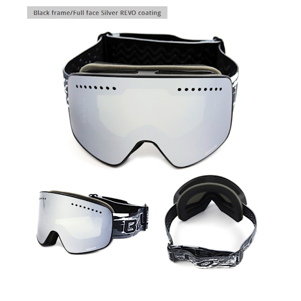 Dobbeltlags Anti-dugg Skibriller Store Sylindriske Utendørs Støvtette Vindtette Briller Enkelt- og Dobbelbrett Myopibriller Silver-plated black frame 17cm