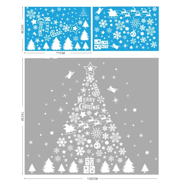 Jul Glasdekaler Heminredning Ornament Jul Snöflinga Jultomte Dörr Butiksfönster Dekal Nyår Juldekoration 3