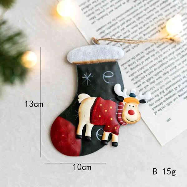 God Jul Dekorationer Glitter Järn Ren Santa Claus Snögubbe Älg Mönster Ornament Julgran Hänge Barn DIY Hängande Gåva GJ15-C4