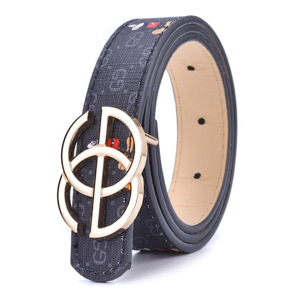 Lasten vyö, sopii kaikkeen, opiskelijoiden nuorisolle, sileä solki, farkkujen vyö, heti saatavilla Gold buckle Black 108CM