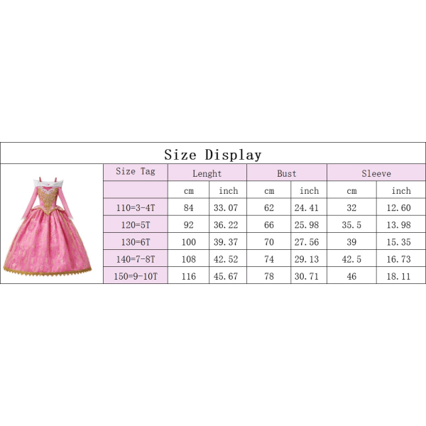 Prinsessa Ruusunen tyttöjen prinsessamekko lasten naamiaisasu cosplay Aurora ylellinen puku Halloween karnevaali verkkokangasvaatteet 9-10T (Tag 150) Aurora Set 1