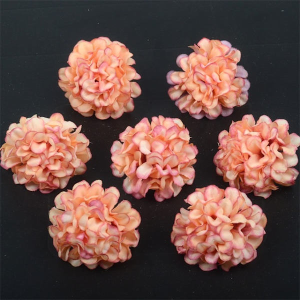 100 st/lot Silke Hortensia Konstgjorda Blomhuvuden För Bröllop Juldekoration DIY Krans Scrapbooking Hantverk Falska Blommor Bean paste