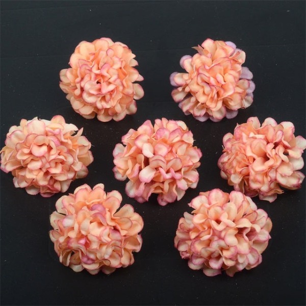 100 stk./lot Silke Hortensia Kunstige Blomsterhoder For Bryllup Juledekorasjon DIY Krans Scrapbooking Håndverk Falske Blomster Bean paste