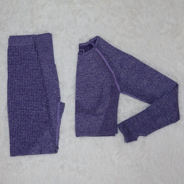 Joogasetit Fitness Urheilupuvut GYM Vaatteet verryttelypuku toppi Korkeavyötäröiset leggingsit naisille Gray blue set M