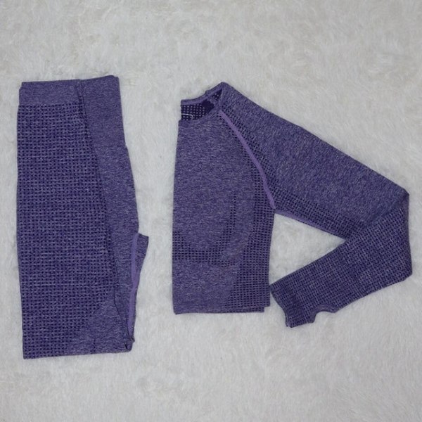 Yoga Sæt Fitness Sportsdragter Træningsdragt Top Højtaljede Leggings Til Kvinder Gray blue set M