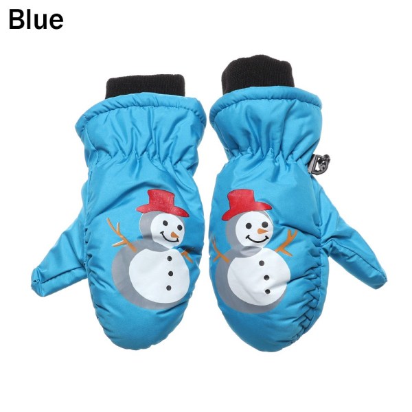 1 par Nya Mode Barn Vinter Snö Varma Handskar Pojkar Flickor Skidhandskar Vindtäta Vattentäta Tjocka Vantar Håller Fingrarna Varma C-blue 0-5 years One Size