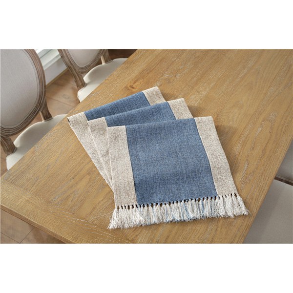Yksivärinen puuvilla-pellava pöytäliina tupsu sängynpeite ompeleella ruokapöydän liina puuvilla pellava Zen-teepöytä pöytäliina Beige 38x 183cm (580g)