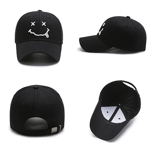 Smile Face Broderi Baseball Caps til Kvinder Kpop Sort Bomuld Justerbar Snapback Sjov Hip Hop Cap Efterår Sol Far Hatte til Mænd 04 Adjustable