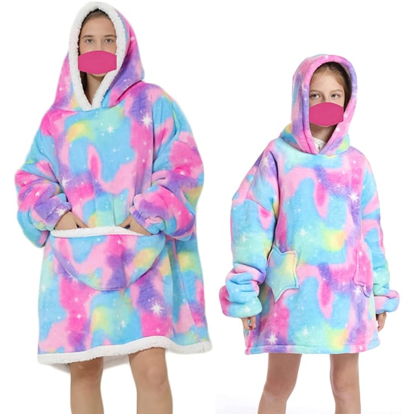 Oversized Hoodie Filt Presenter för Kvinnor UK Vuxna Män Barn Flickor Bärbar Bekväm Fleece Hoodie Morgonrock Som Födelsedagspresenter till Mödrar Vänner Deep Gray-4-15y