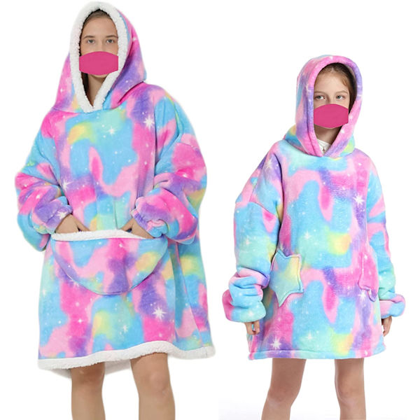 Oversized Hoodie Tæppe Gaver til Kvinder UK Voksne Mænd Børn Piger Bærbar Komfortabel Fleece Hoodie Kåbe Som Fødselsdagsgaver til Mødre Venner Deep Gray-4-15y