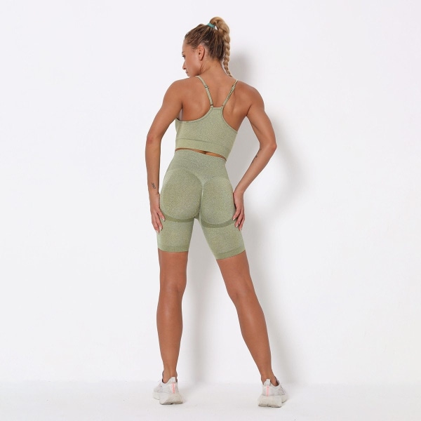 Yoga Set Kort Träningsdräkt Sport Outfit För Kvinnor red shorts set S