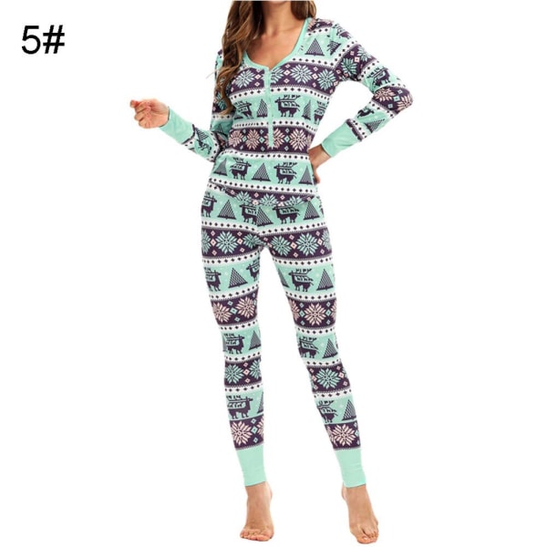 Julepyjamas Matchende Familie Pyjamas Kvinder Pyjamassæt Top Bukser Sæt Fuld Længde Almindelig Bløde Printede Sæt Nattøj Blue M
