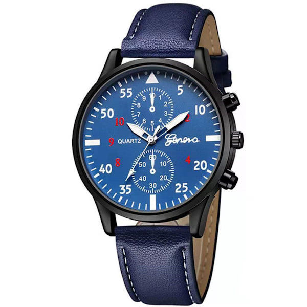 Geneva Herrklocka Kvarts Armbandsur Modeklocka Affärsklocka Herr Shell black with white surface