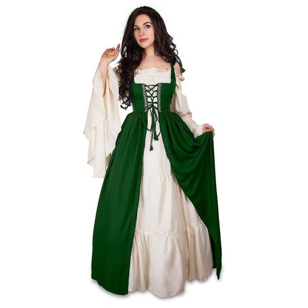 Medeltida punkklänning Cosplay Halloween kostymer Kvinnor Palace Karnevalsfest Förklädnad Prinsessa Kvinna Viktoriansk Vestido Robe Navy blue S