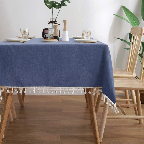 Bordsduk Linne-liknande Vattentät Rektangulär för Hushållsmatbord UTR20019 Gray 140cm*180cm
