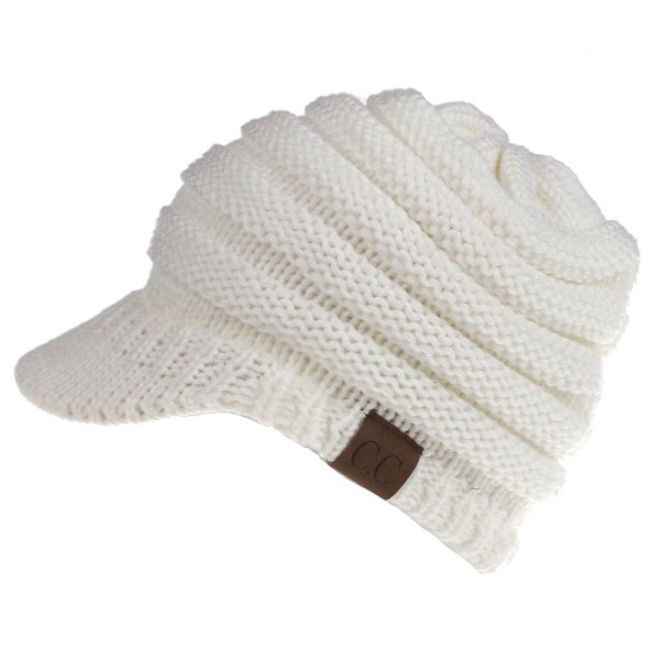 Baseballcaps med merke, caps med skygge, åpning bak for hestehale, høst- og vintercaps i ull, dame, 12 farger White M（56-58cm）
