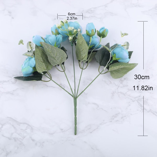 30cm Rosarosa Silkes Pion Konstgjorda Blommor för Hem Bröllopsdekoration inomhus Blue