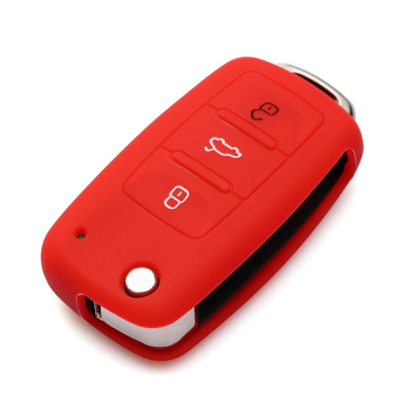 Silikonskal bilnyckel fodral för Polo Passat B5 Golf4 5 6 Jetta Tiguan Golf CrossFox Plus Eos Scirocco Beetle Red