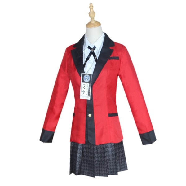 Cosplay kostymer Kakegurui Yumeko Jabami Yomotsuki Runa Japanska skolflickor Uniform komplett set jacka+skjorta+kjol+strumpor+slips Dress and Coat XL