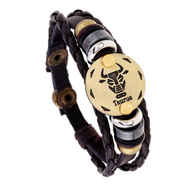 Ornament Perlebesatt 12 Stjernebilder Kuskinn Armbånd Personlige Bursdagsgaver Vevd Justerbart Trendy Lærarmbånd Capricorn