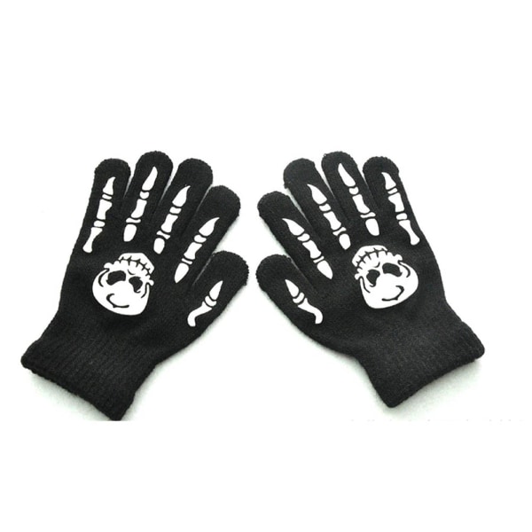 1 Par Magiska Handskar Flickor Pojkar Barn Hel Finger Stretchiga Stickade Varma Vinterhandskar Blandade Färger Stickade Handskar 2 modeller child Ghost Claw