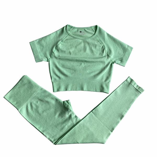 Yoga Set Sportdräkt Träningskläder Aktiv Outfit Fitness Gymset för Kvinnor Long Green Set M