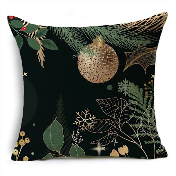 Merry Xmas Prydnadskuddar Överdrag 40/45/50cm Julgran Snögubbe Ornament Bollar Kuddfodral för Soffa Vardagsrum Heminredning 45cm x 45cm 10