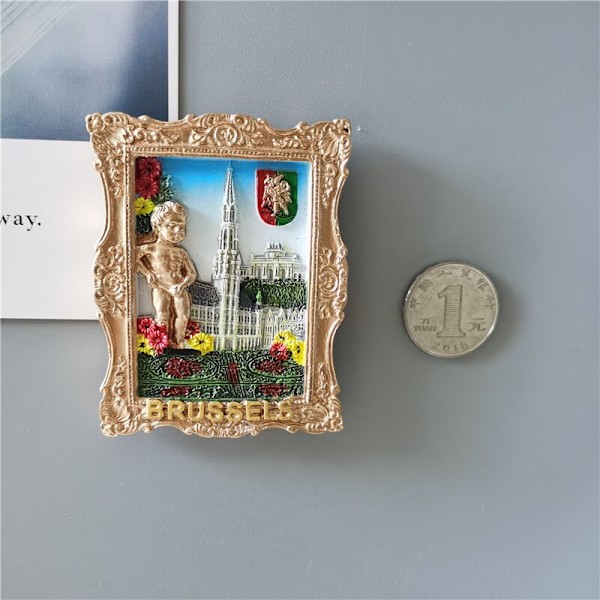 Belgia Gent Maamerkki Rakennus jääkaappimagneetit Turismimatkamuisto Maalatut magneettiset jääkaappitarrat Kokoelma Koristelu Brussels 2