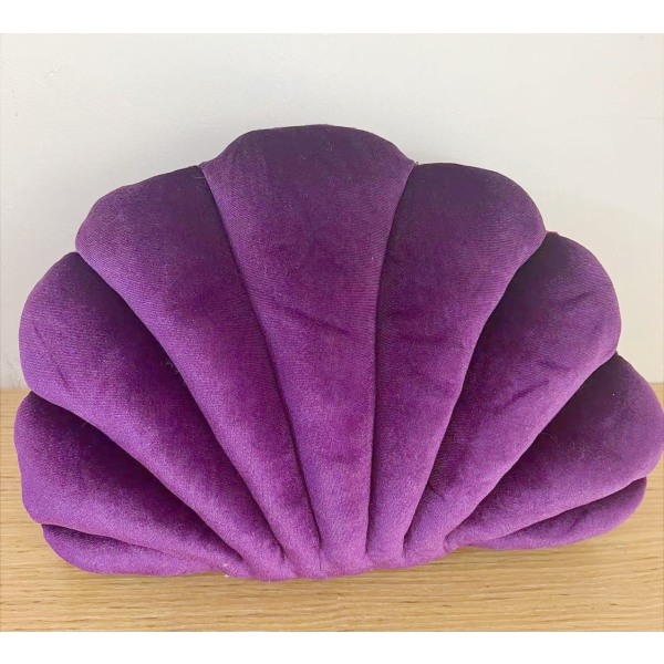 Fairy Home Luksus Dekor Skjellpute, prinsesses Fantastiske Fløyelpute Sjøskjell Hjem Dekor Seng Sofa Putepynt Gave Deep purple shell 46*33cm 0.55kg