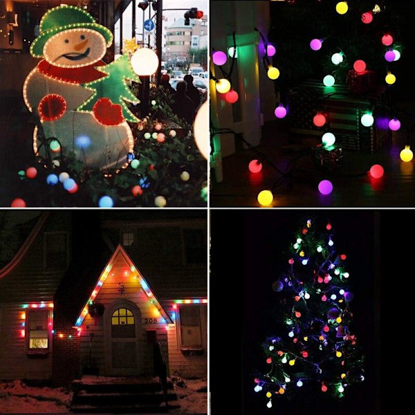 22M 200LEDs Boll Slingor Bröllop Ljusslinga Jul Utomhus Inomhus 12M 7M Girlang Högtidsfest Trädgårdsdekoration White 5M 20LEDs