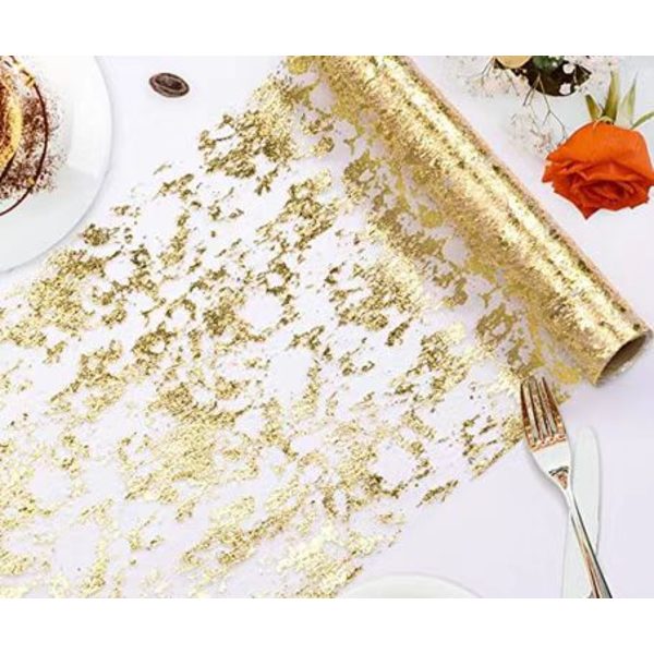 Hääseremonian pöytäliina pronssinvärinen punainen violetti folio pöytäliina juhlakoriste pöytäliina Gold 28*1000cm
