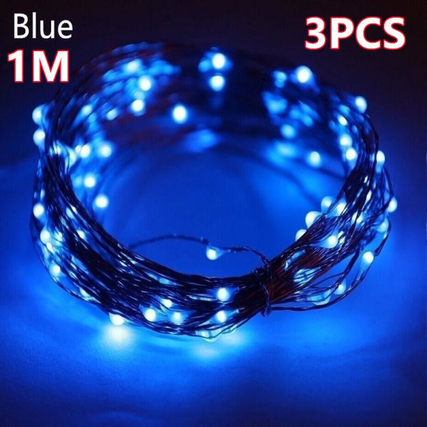 3 st Luminescerande Ljusslingor För Fest/Jul/Bröllop/Semester/Alla hjärtans dag Dekoration 3 M Blue 1M