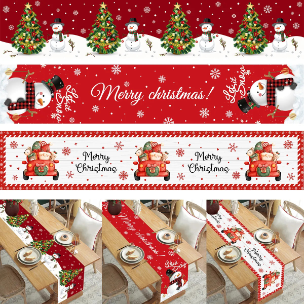 Joulupöytäliina Hyvää Joulua Koristeet 2023 Kotiin Pöytäliina Navidad Noel Kerst Joulu Lahjat Uusi Vuosi 2024 Natal polyester 37 as picture