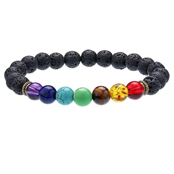 7 Chakra Healing Perlearmbånd Naturlig Lavasten Tigerøje Perler Armbånd 8MM Til Kvinder Mænd Mode Yoga Smykker 24