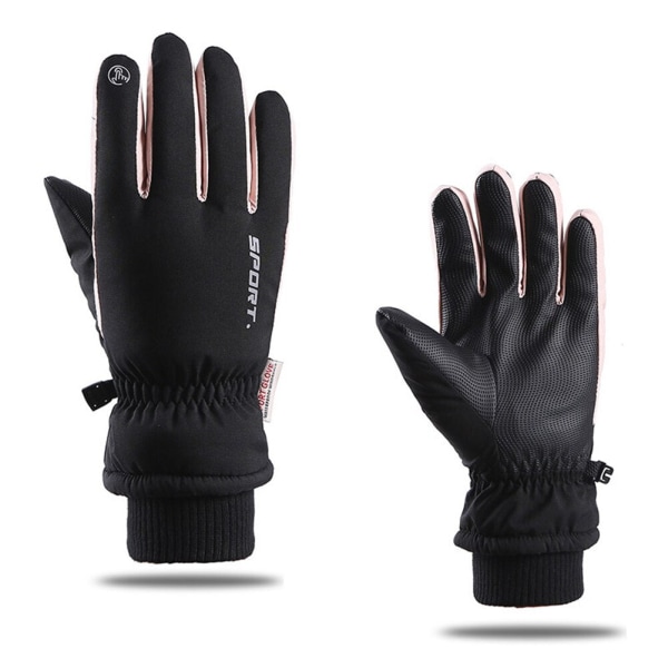 Professionella Skidhandskar Pekskärm Fleece Herr Dam Ultralätta Vattentäta Termiska Varma Vinterhandskar för Motorcykel Cykel Skidåkning Pink 26*14cm