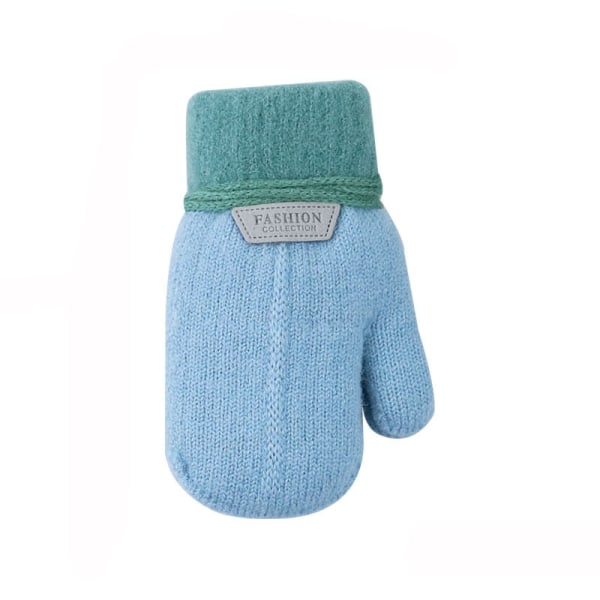 Lasten Käsineet Talvi Yhtenäinen Paksuuntuva Plus Velvet Halter Käsineet Lapsille Taapero Ulkona Pidä Lämpimänä Neulotut Lapaset Narulla C(1-3 Years)