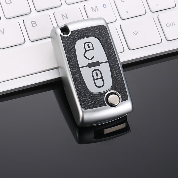 TPU Læder 2/3 Knapper Bil Fjernbetjening Nøgle Etui Cover til Citroen C2 C3 C4 C5 C6 C8 til Peugeot 107 207 307 307S 308 407 607 2button red