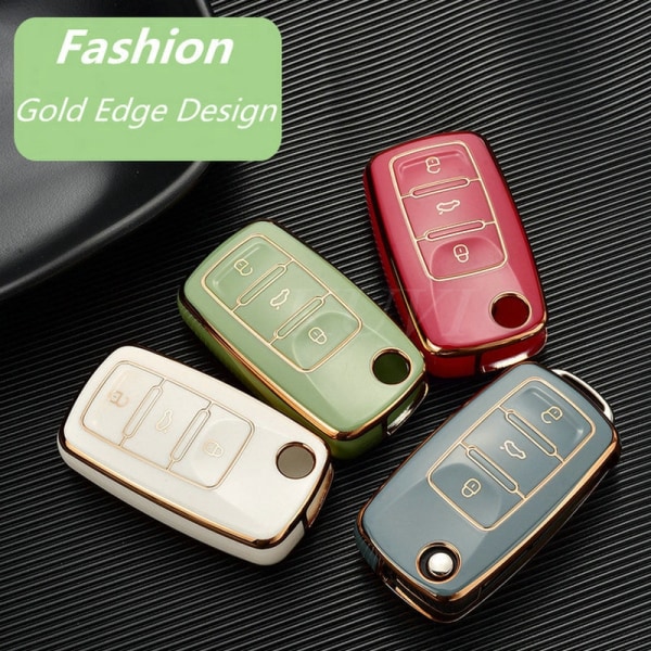 TPU Auton Avaimen Kotelo Suojus Pidike Kuori Polo Golf Passat Beetle Caddy Tiguan Skoda Octavia Kodiaq Seat Leon Altea Red