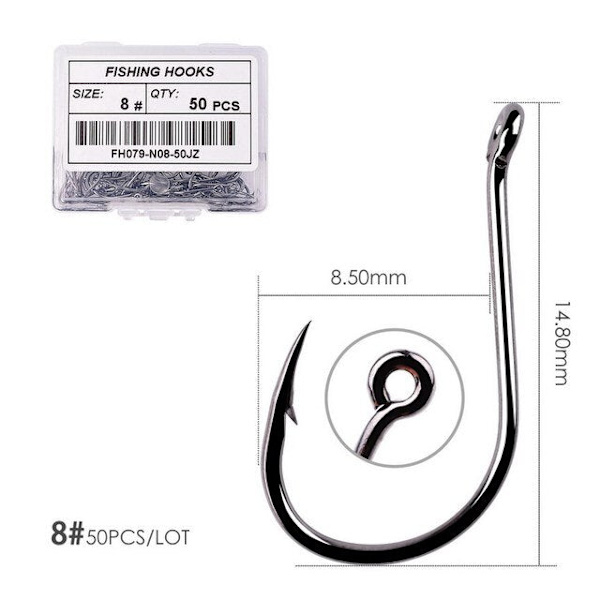 Fishhook 50 st / 20 st / Ask Cirkelkrok Karp Öglad Fiskekrok Storlek 2-22# Ringöga Japan Fiskekrokar Enkel Jigg Fiskekrok Fiskeutrustning Size 2 - 50pc