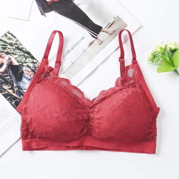 Dame Mode Blonde Blomst Ryg Stretch BH Sømløs Push-up BH Uden Stålring Saml Tynd BH Green L
